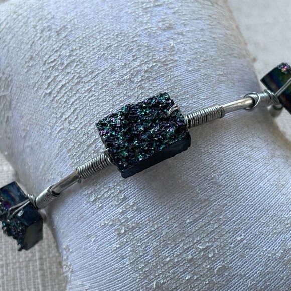 Fashion Bracelet Silver Tone Women Wrist Band Stone Bracelet - Picture 8 of 8